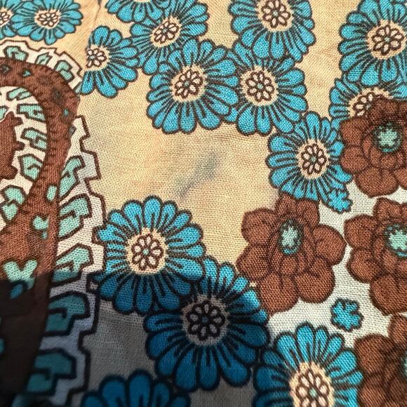 Vtg Y2k TOPSON DOWNS Brown Blue Paisley Boho Strapless Tube Dress Cotton L - Picture 11 of 11